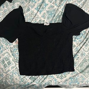 Challis smocked top with puff sleeves: BARELY WORN